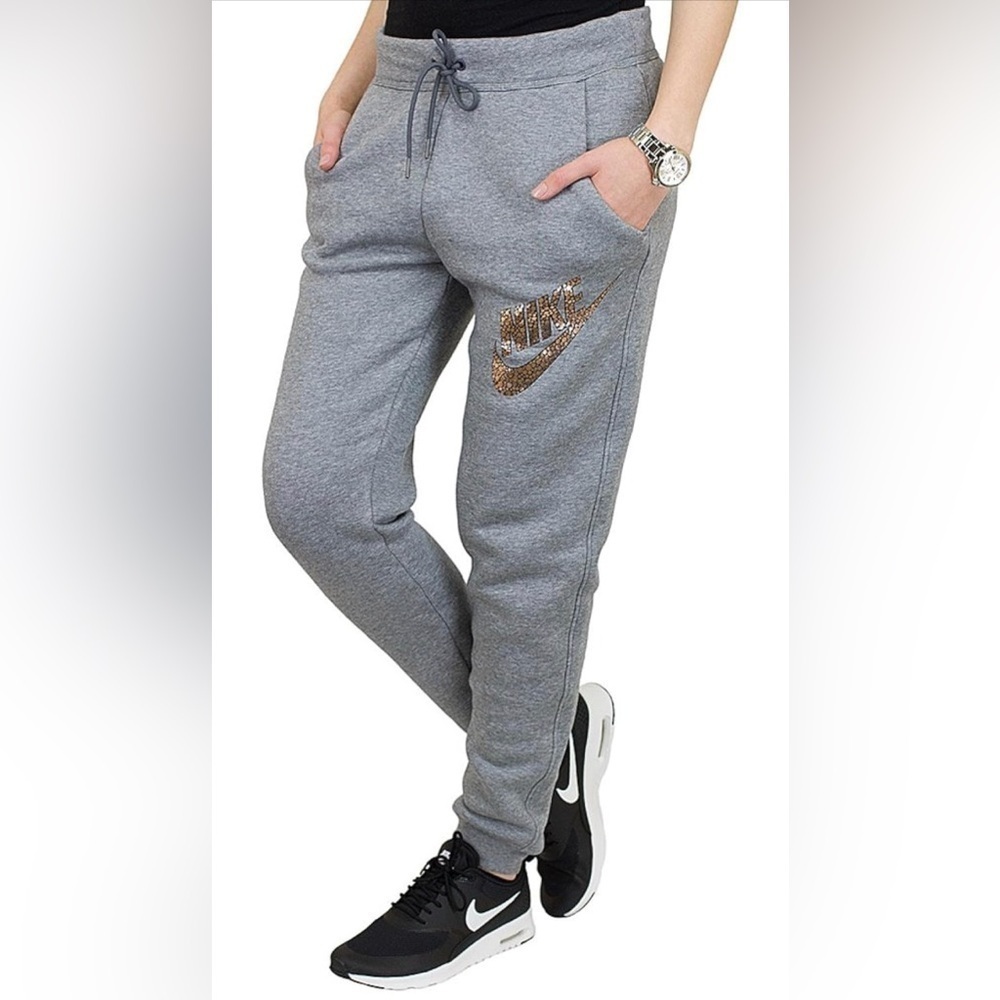 Nike Gray Joggers with Gold Logo size M